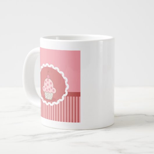 rosa Cupcake-Design Jumbo-Tasse (Vorderseite Links)