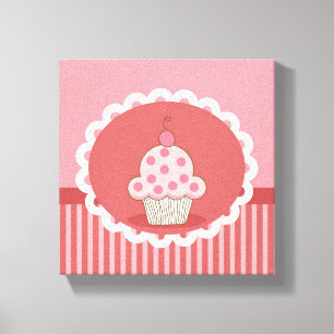 rosa Cupcake-Design Leinwanddruck