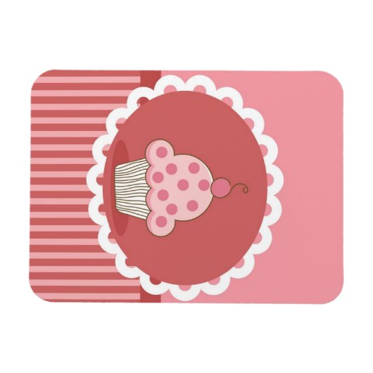 rosa Cupcake-Design Magnet (Horizontal)