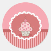 rosa Cupcake-Design Runder Aufkleber (Vorderseite)
