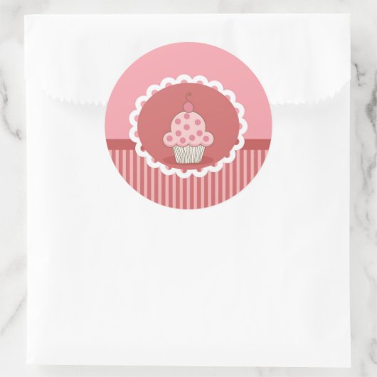 rosa Cupcake-Design Runder Aufkleber (Tasche)