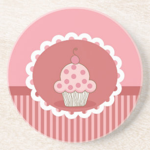 Rosa Cupcake-Design Sandstein Untersetzer