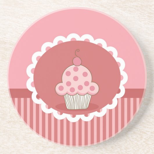 Rosa Cupcake-Design Sandstein Untersetzer (Vorne)