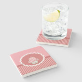 Rosa Cupcake-Design Steinuntersetzer (Seitenansicht)