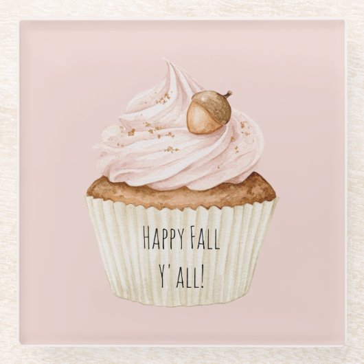 Rosa Cupcake Eichel Glasuntersetzer (Vorderseite)
