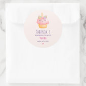 Rosa Cupcake Einhorn mit Rose Candle Business Runder Aufkleber (Tasche)