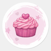 Rosa Cupcake-Feier-Aufkleber