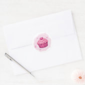 Rosa Cupcake-Feier-Aufkleber Runder Aufkleber (Umschlag)
