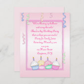 Rosa Cupcake Geburtstag Einladung (Vorne/Hinten)