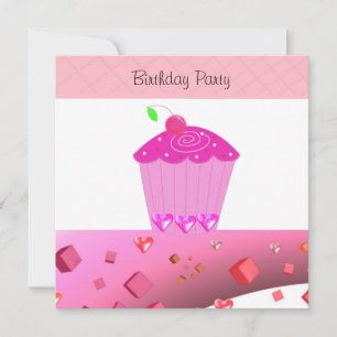Rosa Cupcake-Geburtstagseinladung Einladung
