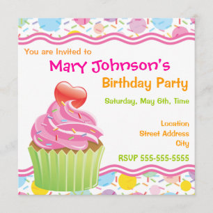 Rosa Cupcake Geburtstagsparty Einladung