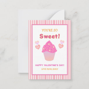 Rosa Cupcake Herz Du bist so süß Valentinstag Mitteilungskarte