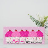 Rosa Cupcake Liebe Geburtstagsparty Einladung (Stehend Vorderseite)