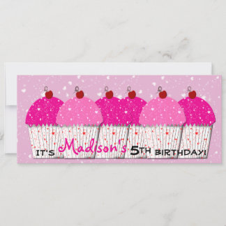 Rosa Cupcake Liebe Geburtstagsparty Einladung