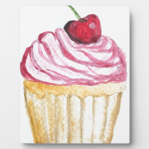 Rosa Cupcake mit Kirsche Fotoplatte