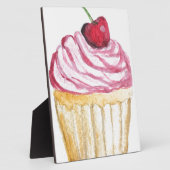 Rosa Cupcake mit Kirsche Fotoplatte (Seite)