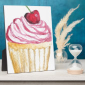 Rosa Cupcake mit Kirsche Fotoplatte (Seite)