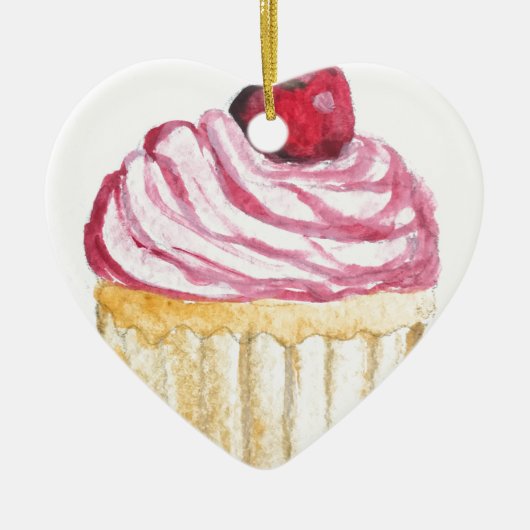 Rosa Cupcake mit Kirsche Keramikornament (Vorne)