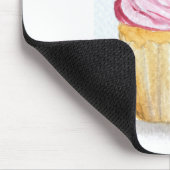 Rosa Cupcake mit Kirsche Mousepad (Ecke)