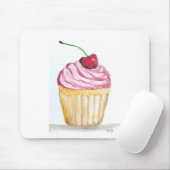 Rosa Cupcake mit Kirsche Mousepad (Mit Mouse)
