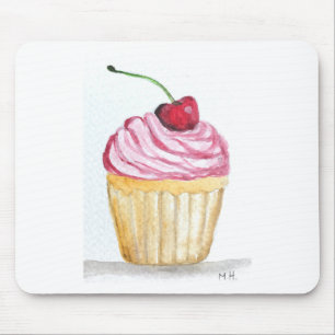 Rosa Cupcake mit Kirsche Mousepad