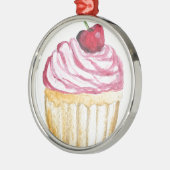 Rosa Cupcake mit Kirsche Ornament Aus Metall (Links)
