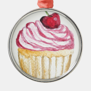 Rosa Cupcake mit Kirsche Ornament Aus Metall