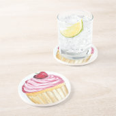 Rosa Cupcake mit Kirsche Untersetzer (Seite)