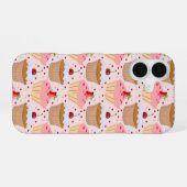 Rosa Cupcake-Muster iPhone 16 Hülle (Rückseite (Horizontal))