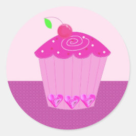 Rosa Cupcake oben mit Cherry Runder Aufkleber