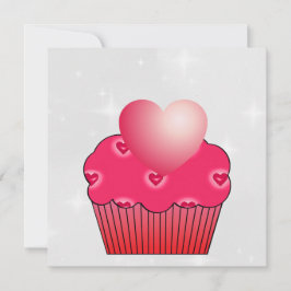 Rosa Cupcake Red Hearts Valentines Card Feiertagskarte