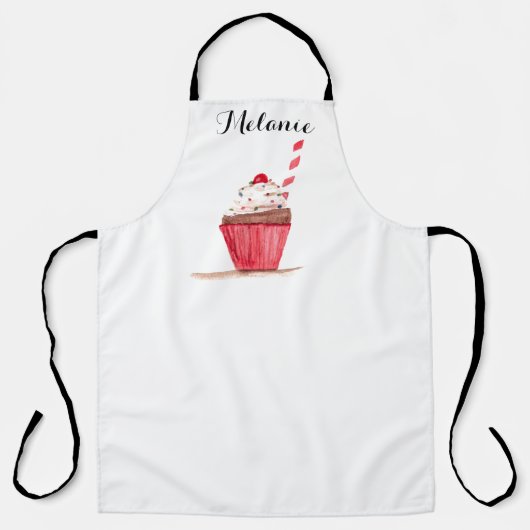 Rosa Cupcake Süßigkeiten Handgezogenes Backen Lebe Schürze (Vorderseite)