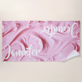 Rosa Cupcake Zuckerguss Personalisiert Strandtuch (Vorderseite)