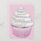 Rosa Cupcake zum Geburtstag Einladung (Vorne/Hinten)