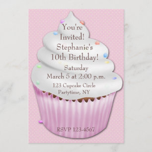 Rosa Cupcake zum Geburtstag Einladung