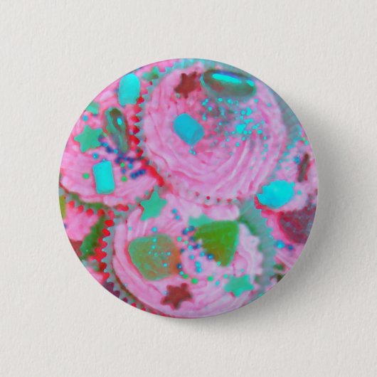 Rosa Cupcakes Abzeichen Button (Vorderseite)