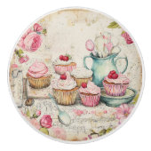 Rosa Cupcakes Keramikknauf (Vorderseite)