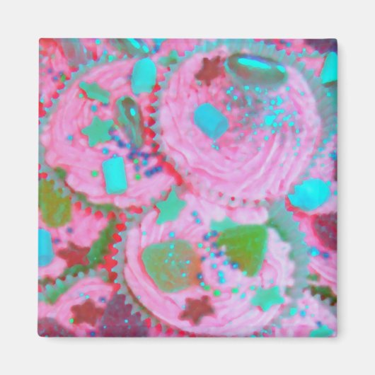 Rosa Cupcakes Kühlschrankmagnet (Vorne)