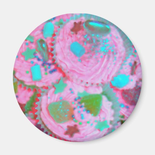 Rosa Cupcakes Kühlschrankmagnet rund (Vorne)