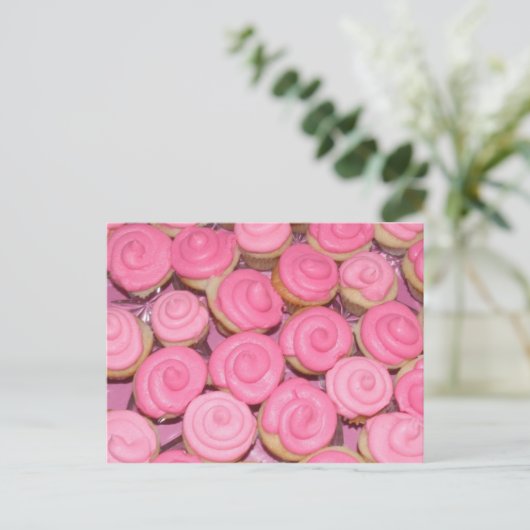 Rosa Cupcakes Postkarte (Stehend Vorderseite)