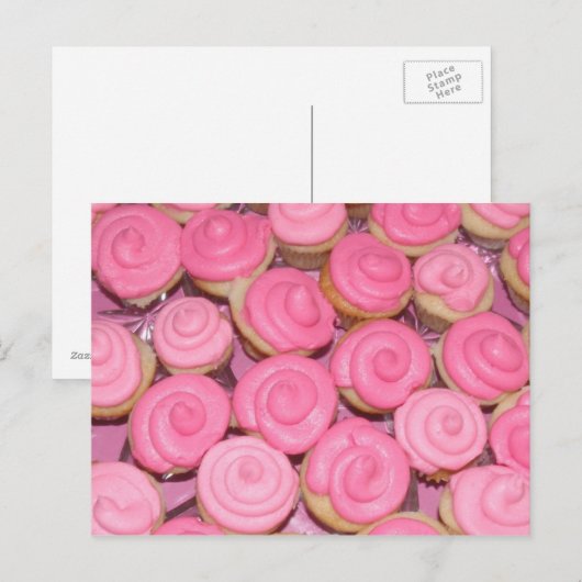 Rosa Cupcakes Postkarte (Vorne/Hinten)