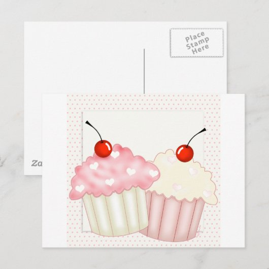 Rosa Cupcakes Postkarte (Vorne/Hinten)