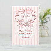 Rosa Cupid-Engel-Hochzeit Einladung (Stehend Vorderseite)