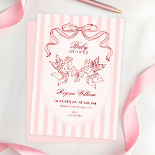 Rosa Cupid-Engels-Babyshower Einladung