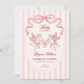Rosa Cupid-Engels-Babyshower Einladung (Vorderseite)