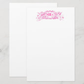 Rosa Cupids und Monogramm Briefpapier (Vorne/Hinten)