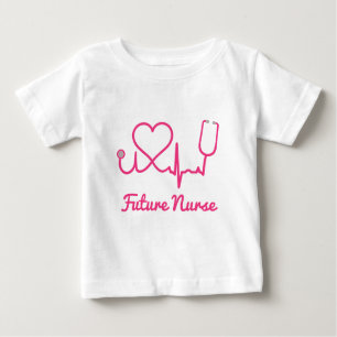Rosa Custom Nurse Name Stethoscope Heart Life Line Baby T-shirt