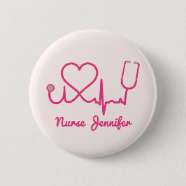 Rosa Custom Nurse Name Stethoscope Heart Life Line Button