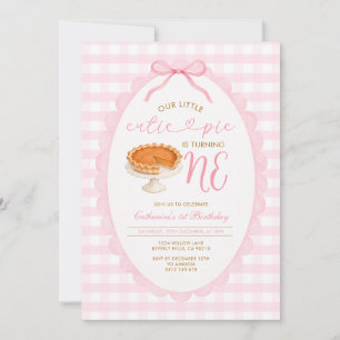 Rosa Cutie Pie Einladung zum ersten Geburtstag G