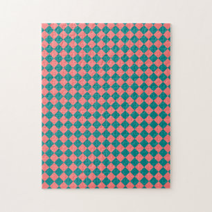 Rosa Cyan Karo Diamantmuster Puzzle